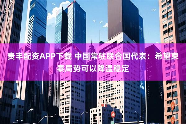 贵丰配资APP下载 中国常驻联合国代表：希望柬泰局势可以降温稳定