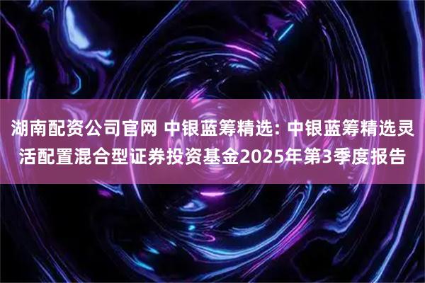 湖南配资公司官网 中银蓝筹精选: 中银蓝筹精选灵活配置混合型证券投资基金2025年第3季度报告