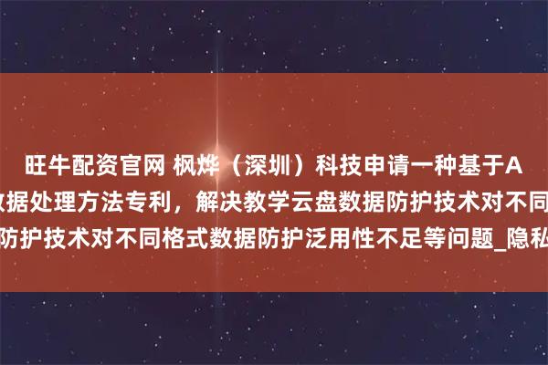 旺牛配资官网 枫烨（深圳）科技申请一种基于AI算力架构的教学云盘数据处理方法专利，解决教学云盘数据防护技术对不同格式数据防护泛用性不足等问题_隐私_信息_企业