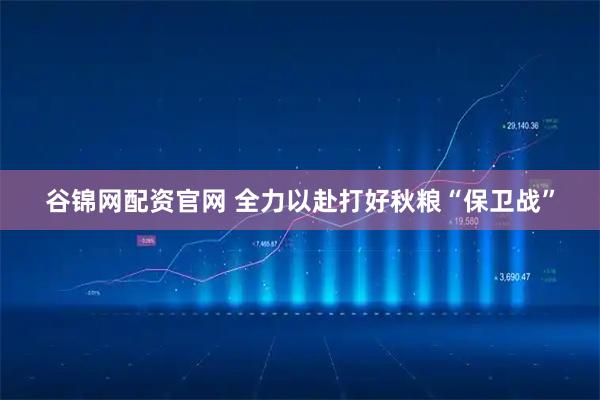 谷锦网配资官网 全力以赴打好秋粮“保卫战”