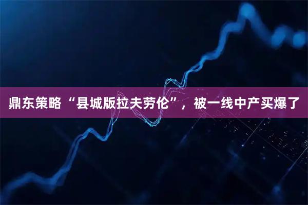 鼎东策略 “县城版拉夫劳伦”,被一线中产买爆了